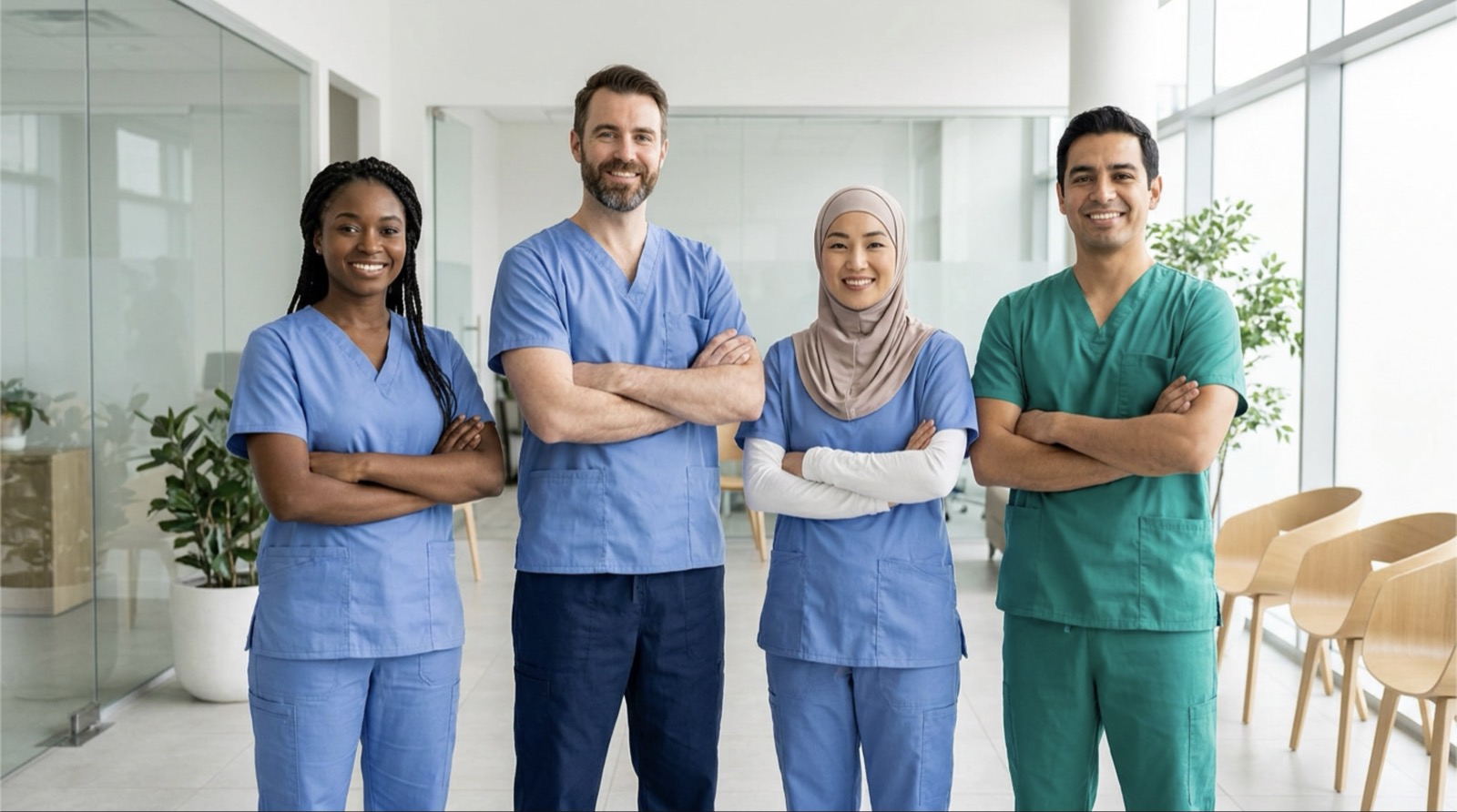 A team of caregiving professionals